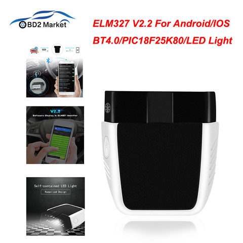 ELM327 V2.2 PIC18F25K80 ELM 327 V2.2 Bluetooth 4.0 For Android/IOS OBD OBD2 Car Diagnostics Auto Tool obd2 scanner Code Reader ► Photo 1/6