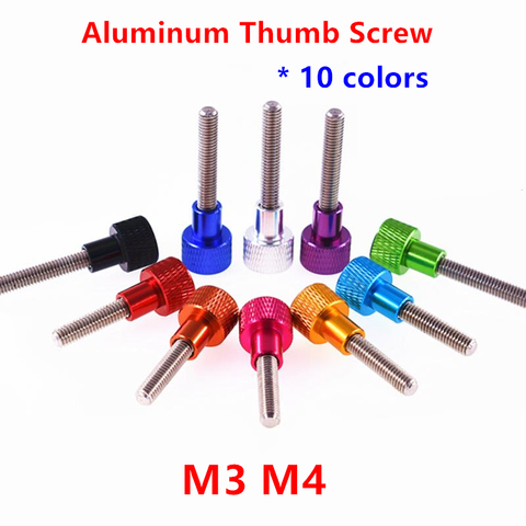 10pcs/ 5pcs Aluminum Thumb Screw M3 M4 Aluminum knurled head Stainless steel Hand Tighten Thumb screws anodized 10 colors ► Photo 1/4