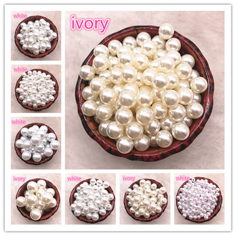 Wholesale 6-16mm Have/No Hole White Ivoy Round Imitation Pearl  ABS Beads Jewelry Findings DIY Earrings Accessories ► Photo 1/6