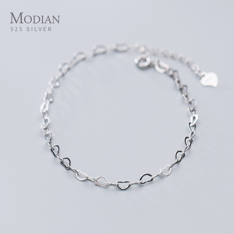 Modian Authentic 925 Sterling Silver Simple Hearts Bracelet for Women Gift Fashion Adjustable Link Chian Bracelet Fine Jewelry ► Photo 1/5