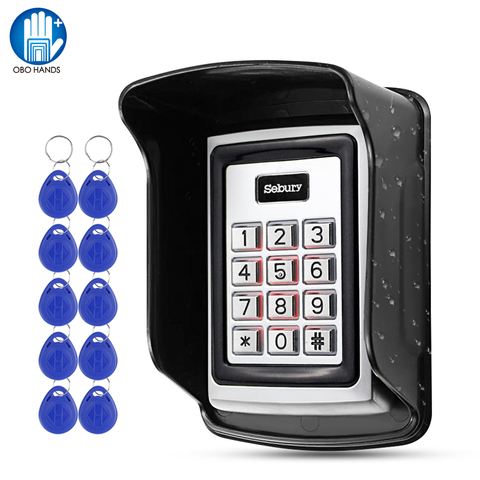 Sebury RFID Keyboard Metal Access Control Keypad Waterproof Cover Outdoor Door Opener Electronic Lock System 10pcs EM4100 Keyfob ► Photo 1/6