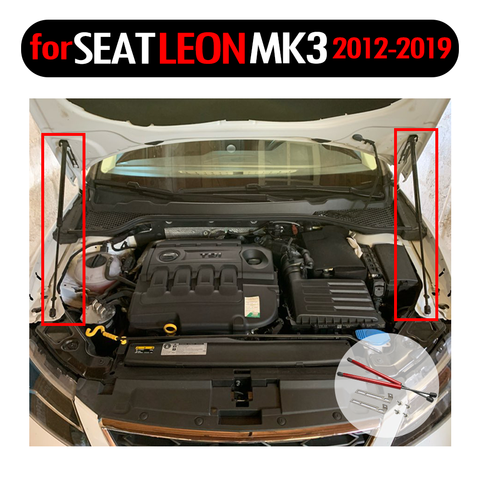 Carbon Fiber Shock Damper for SEAT Leon MK3 5F 2012-2022 Car Styling Front Bonnet Hood Modify Gas Struts Lift Support Gas Spring ► Photo 1/6