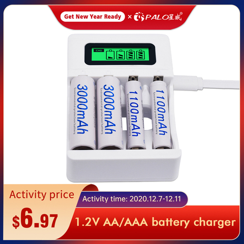 4 Slot Ulrea Fast Smart Intelligent Battery Usb Charger For 1.2V AA AAA NiCd NiMh Rechargeable Battery LCD Display Quick Charger ► Photo 1/6