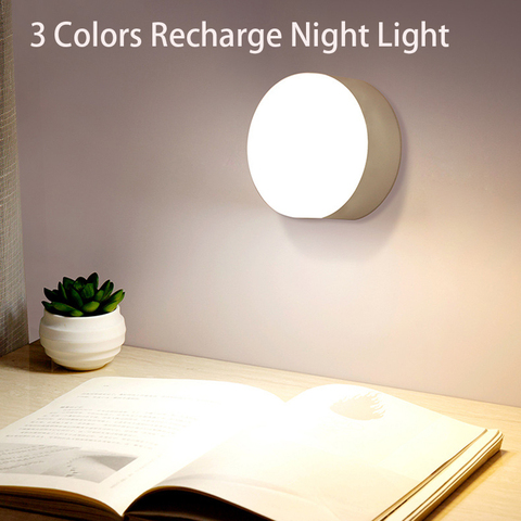 USB Recharge LED Night Light Adjustable Brightness 3Color Cabinet Closet Wall Lamp High Brightness For Reading bedroom Stair Car ► Photo 1/6