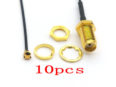 10pcs SMA female nut bulkhead to IPX U.FL female 1.13 cable pigtail ► Photo 1/5