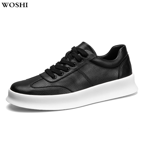 Genuine Leather Men Shoes Footwear High Quality Man Lace-up Casual Flats Students board Britain All-matching Korean Style shoes ► Photo 1/6