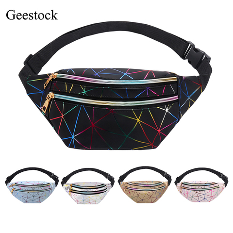 Geestock Holographic Waist Bags for Women Banana Female Fanny Pack Hip Belt Bag Geometric Fashion Waist Packs Chest Bags ► Photo 1/6