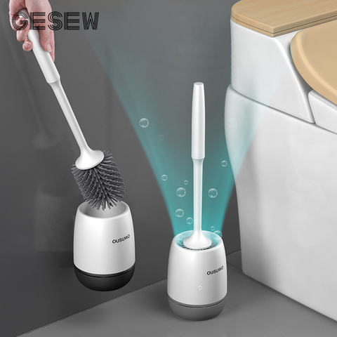 GESEW TPR Silicone Head Toilet Brush Quick Draining Clean Tool Wall-Mount Or Floor-Standing Cleaning Brush Bathroom Accessories ► Photo 1/6