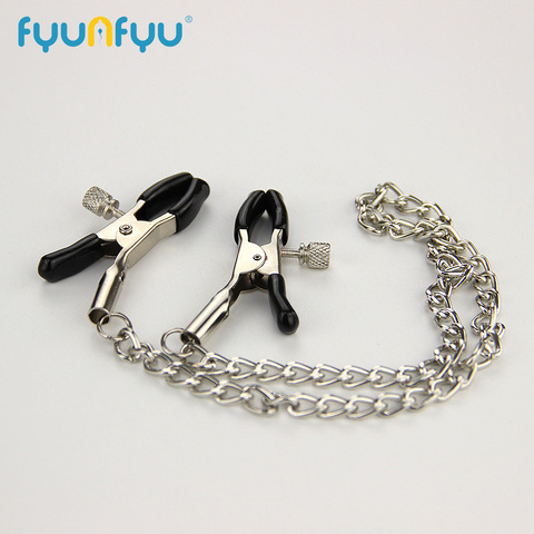 Sexy Nipple Breast Clamps Metal Chain Women Adult Sex Toy for Couples Products Collars Metal Clips Stimulator Teaser Games ► Photo 1/6