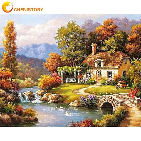 CHENISTORY Fairyland Landscape DIY Painting By Numbers Kits Drawing Painting By Numbers Acrylic Paint On Canvas For Room Artwork ► Photo 1/6