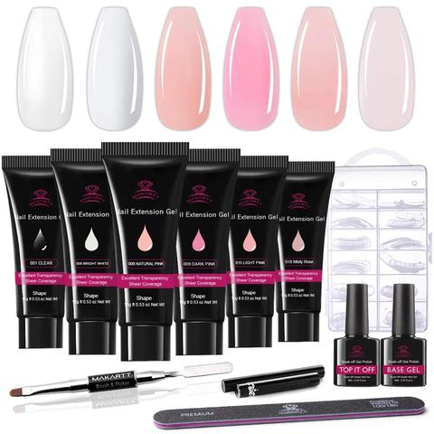 Makartt Poly Nail Extension Gel Kit Acrylic Extension Gel Nail Enhancement Clear Pink  Nail Gel Builder Trail Set All-in-One ► Photo 1/6