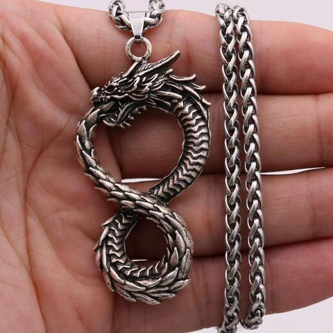 Norse dragon necklace pendant retro style Ouroboros dragon Amulet Viking Jewelry Neclaces For Women Men ► Photo 1/6