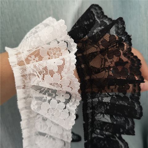1Yards 91cm Pleated Guipure Tulle Lace Ribbon Trim 5.5cm Diy Sewing White Black Lace Fabric Dress Decoration Clothes Crafts QT7 ► Photo 1/5