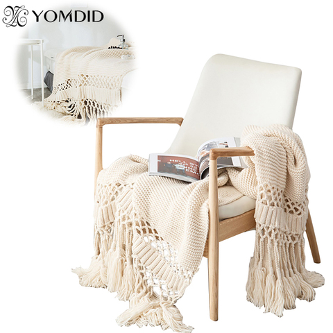 Blankets for Beds Hand-knitted Sofa Blanket Photo Props Tassel Weighted Blanket Air Conditioning Blanket Chunky Knit Blanket ► Photo 1/6