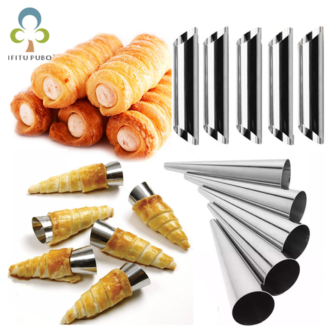 6/12/24pcs Kitchen Stainless Steel Baking Cones Horn Pastry Roll Cake Mold Spiral Baked Croissants Tubes Cookie Dessert Tool ZXH ► Photo 1/6