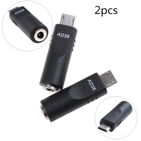 2pcs 3.5 x 1.1mm 5 Pin DC Power Female to Micro USB Male Plug Connector Adapter for Android Smartphone Tablet Charger Converter ► Photo 1/6