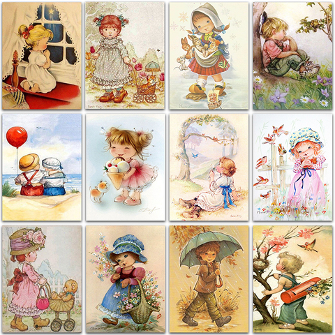 5D Diamond Painting Kit Cartoon little girl boy Couple Full Square&Round Diamond embroidery Cross stitch Diamond mosaic Paint ► Photo 1/6