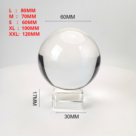 Clear 60mm/70mm/80mm/100mm/120mm Crystal Ball with Free Stand K9 Crystal Glass Ball for Photography Prop ► Photo 1/5
