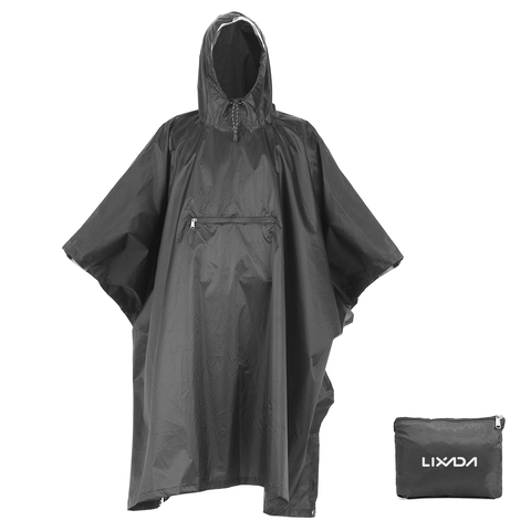 Lixada Hooded Rain Poncho Waterproof Raincoat Jacket Cycling Rain Cover for Outdoor Camping Hiking Fishing ► Photo 1/6