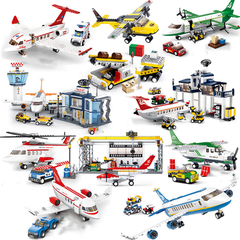 Passenger Plane sets model building blocks City Airplane bricks International Airport airlines station kids toys ► Photo 1/6