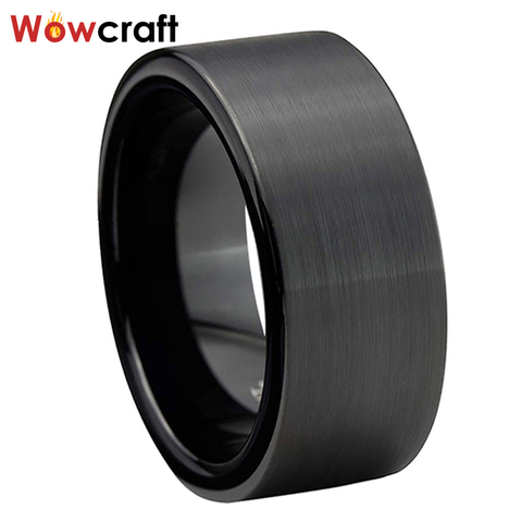 10mm 12mm Black Tungsten Carbide Wedding Band for Men Brushed Finish Comfort Fit ► Photo 1/6