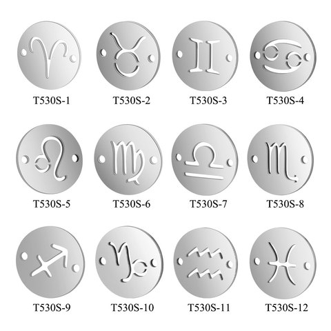 10pcs per signs 12mm Stainless Steel Mirror Polished Twelve Constellation Charms for Making Jewelry Bracelets Zodiac Charm DIY ► Photo 1/6