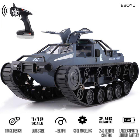 EBOYU 1203 RC Tank Car 1:12 Scale 2.4GHz Remote Control Rechargeable Drift Tank 360° Rotating Vehicle Gifts for Kids ► Photo 1/6