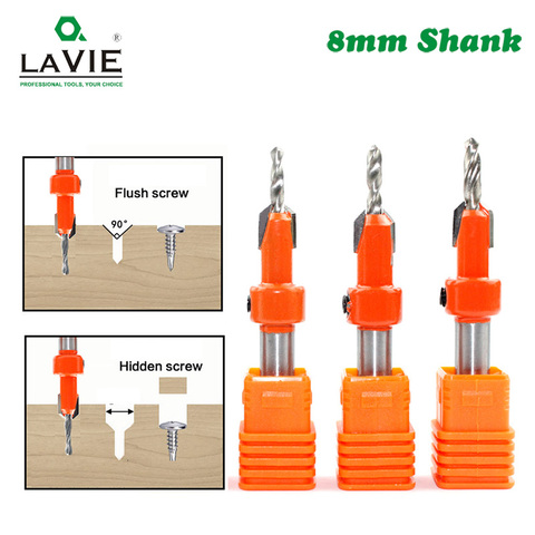 LAVIE 1pc 8mm Shank HSS Countersink Woodworking Router Bit Milling Cutter Screw Extractor Remon Demolition for Wood C08-339 ► Photo 1/6