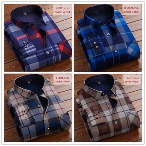 Autumn Winter Warm Plaid Casual men thermal shirt Long sleeves Shirt Men Fashion Thick Flannel Shirt masculina eboy thermo shirt ► Photo 1/6