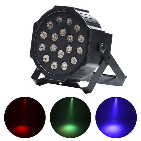 AUCD Mini 18 Pcs RGB Red Green Blue Leds LED Par Can Stage Lighting Disco DJ Club Effect Wedding Show DMX Strobe Light LE-Par18 ► Photo 1/1