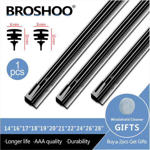 BROSHOO 1pcs 8mm/6mm Car Windscreen Wiper Blade Insert Rubber Strip (Refill) Soft 14