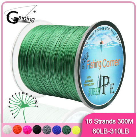 Power 16 Strands Braided Fishing Line 300m Super Strong Japan Multifilament PE Braid Line Wire 60LB-310LB 8 Colors for Choose ► Photo 1/6