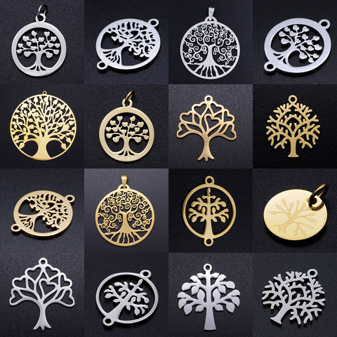 5pcs/lot Stainless Steel Tree of Life diy Jewelry Earring Making Charm Wholesale Family Trees Necklace Pendant Connectors ► Photo 1/6