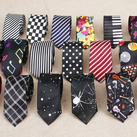 Classic Fashion Men's Skinny Tie Colorful Musical Notes Printed Piano Guitar Polyester 5cm Width Necktie Party Gift Accessory ► Photo 1/6