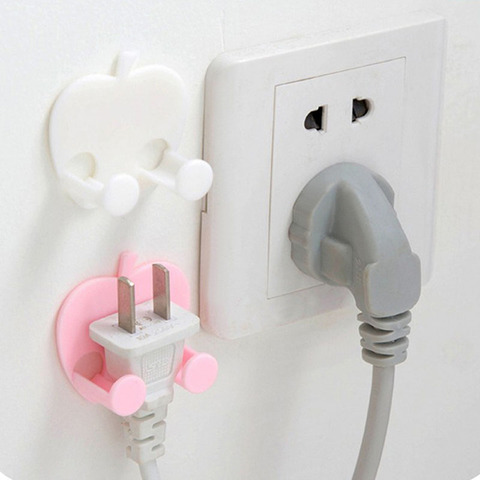 Multifunctional hook plug finishing bracket Apple-type socket power cord storage rack white pink decorative wall hooks ► Photo 1/6