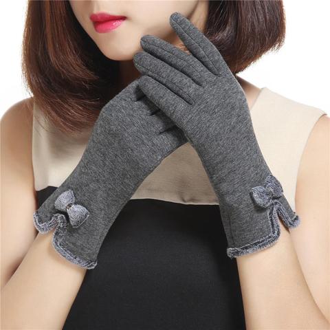 Winter Warm Bowknot Ladies Driving Gloves For Women Fashionable