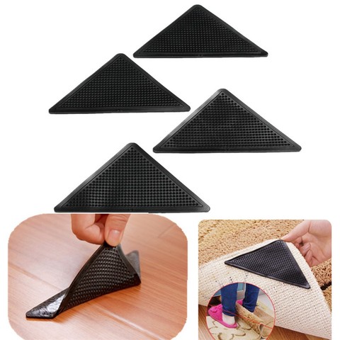 4Pcs Carpet Non Slip Mat Reusable Washable Bathroom Kitchen Floor Rug Silicone Grippers Carpet Pad Anti-slip Stickers Mats Fixed ► Photo 1/6