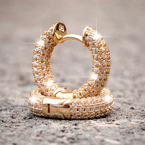 Huitan Luxury Women Small Hoop Earrings Dazzling Micro Paved CZ Stones Versatile Female Accessories High Quality Fashion Jewelry ► Photo 1/6