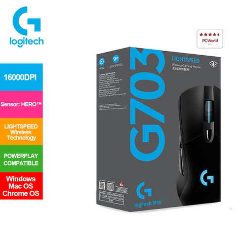 Logitech G703 HERO Lightspeed Gaming Mouse With 1MS REPORT RATE POWERPLAY Compatible 32-bit ARM 16K DPI Wireless Mouse ► Photo 1/6