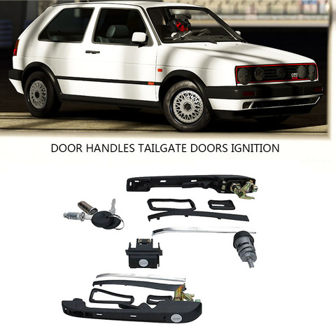 COMPLETE LOCK KIT SET DOOR HANDLES TAILGATE DOORS IGNITION WITH 2 SAME KEYS 191898081 FOR VW GOLF MK2 ► Photo 1/2