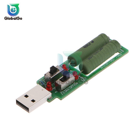 2X10W USB Mini Discharge Interface Load Resistor with Switch 1A 2A LED Battery Capacity Voltage Discharge Resistance Tester Tool ► Photo 1/6