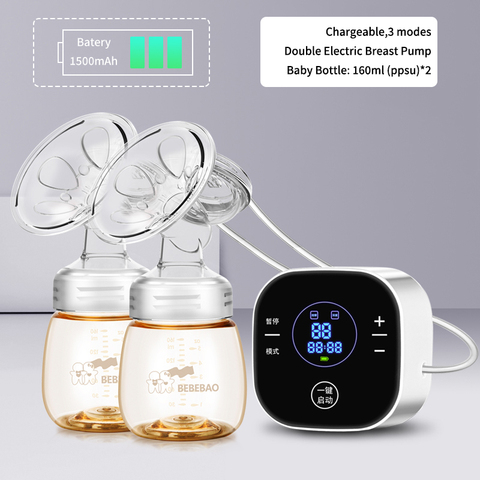 2022 USA Brand Baby Products Intelligent LCD Electric Breast Pumps Breastfeeding Painless Electric Breast Pump with Milk Bottle ► Photo 1/6