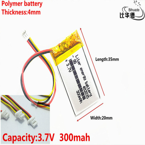 Good Qulity JST PH 1.0mm 3 pin 3.7V,300mAH 402035 Polymer lithium ion / Li-ion battery for tablet pc BANK,GPS,mp3,mp4 ► Photo 1/5