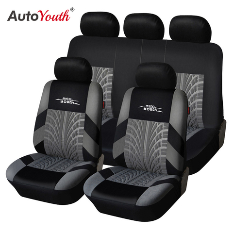 AUTOYOUTH Brand Embroidery Car Seat Covers Set Universal Fit Most Cars Covers with Tire Track Detail Styling Car Seat Protector ► Photo 1/6