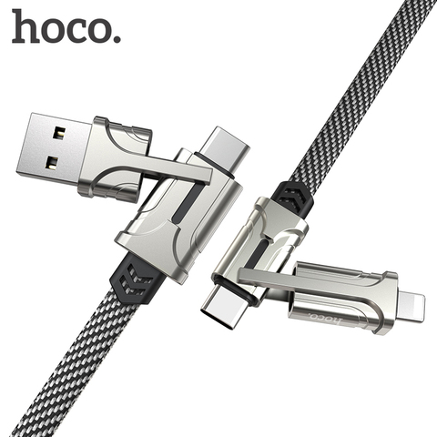 HOCO 4in1 USB Type C Cable 60W Metal PD Fast Charger Cable USB C to Type C Wire for Samsung Xiaomi iPhone11 MacBook Pro Air iPad ► Photo 1/6