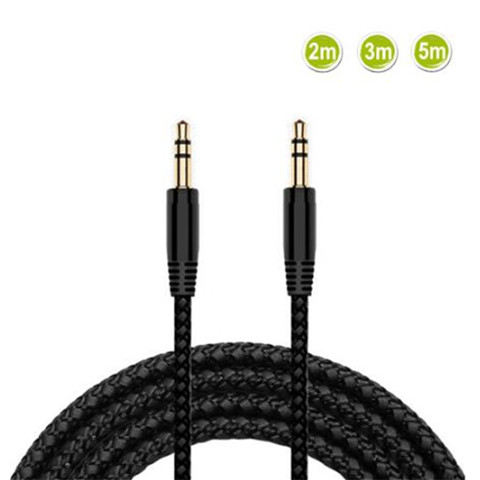 Free Shipping 2/3/5m Nylon Braid Headphone Extension Cable 3.5mm Male to Male AUX Cable M/M Audio Stereo Extender Cord Earphone ► Photo 1/6