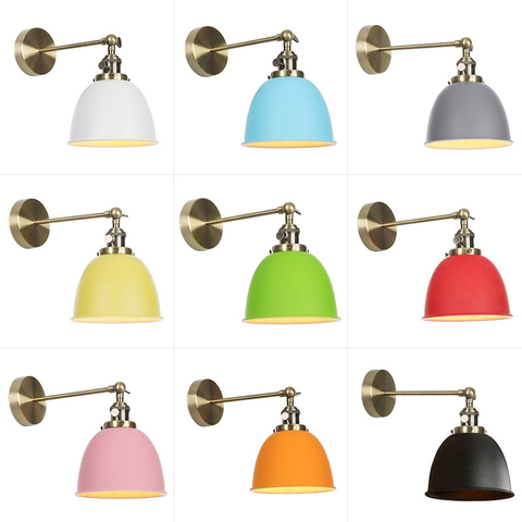 New Nordic  Colorful Fashion Wall Lamp Iron Retro Industrial Lamps Bedroom Kitchen Living Room Wall Lights Macaron Bathroom Lamp ► Photo 1/6