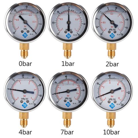 1/4 BSP Bottom Compound Pressure Vacuum Gauge Glycerine Filled 68mm -1/+10 Bar & -30-150inhg/psi ► Photo 1/6