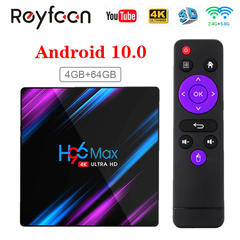 H96 Max Smart TV Box Android 10 RK3318 4GB 64GB USB3.0 1080P H.265 60fps Google Voice Assitant Youtube 4K Smart TVbox 9.0 H96max ► Photo 1/6