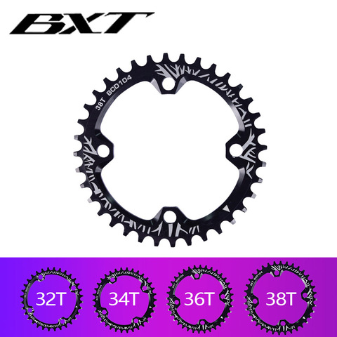 BXT factory sale Round Bicycle Crank & Chainwheel 104BCD Wide Narrow Chain Ring 32T/34T/36T/38T Crankset MTB Bike cycling Parts ► Photo 1/6